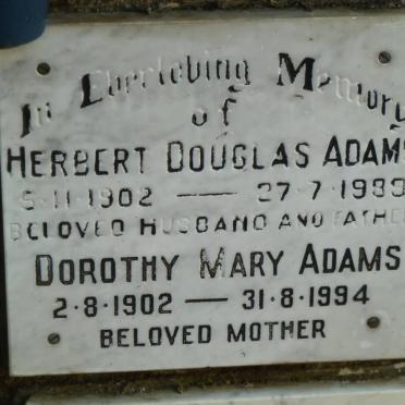 ADAMS Herbert Douglas 1902-1989 &amp; Dorothy Mary 1902-1994