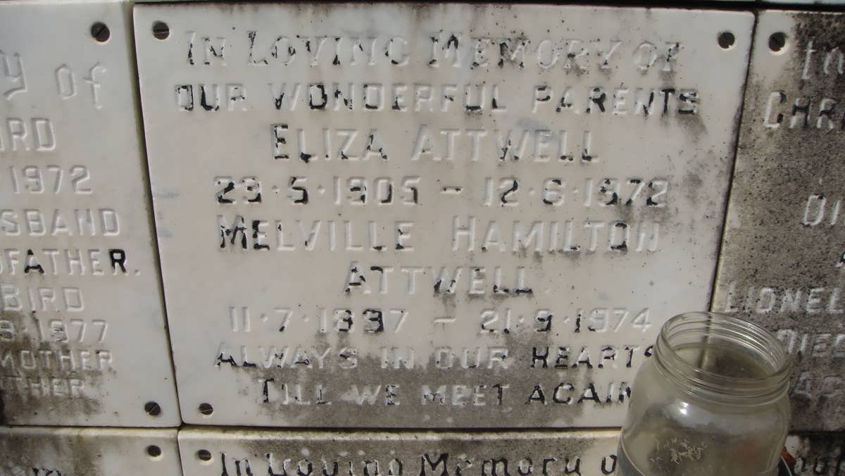 ATTWELL Melville Hamilton 1897-1974 &amp; Eliza 1905-1972