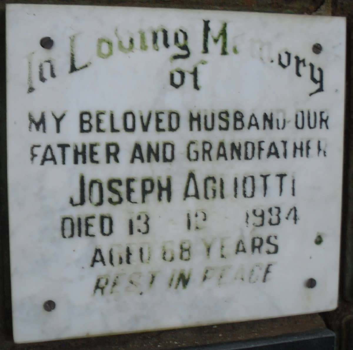 AGLIOTTI Joseph -1984