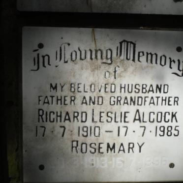 ALCOCK Richard Leslie 1910-1985 &amp; Rosemary 1913-1986