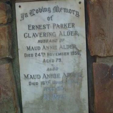 ALDER Ernest Parker Clavering 1877-1956 &amp; Maud Annie -1970