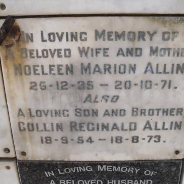 ALLIN Noeleen Marion 1935-1971 :: ALLIN Collin Reginald 1954-1973 