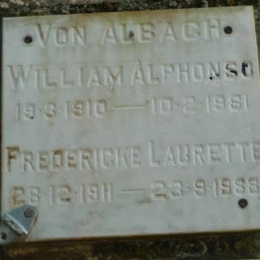 ALBACH William Alphonso, von 1910-1981 &amp; Fredericke Laurette 1911-1988