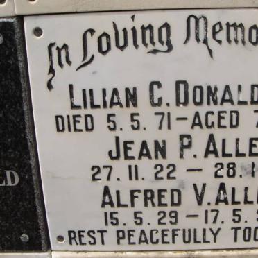 ALLEN Alfred V. 1929-1994 &amp; Jean P. 1925-1985 :: DONALDSON Lilian C. -1971