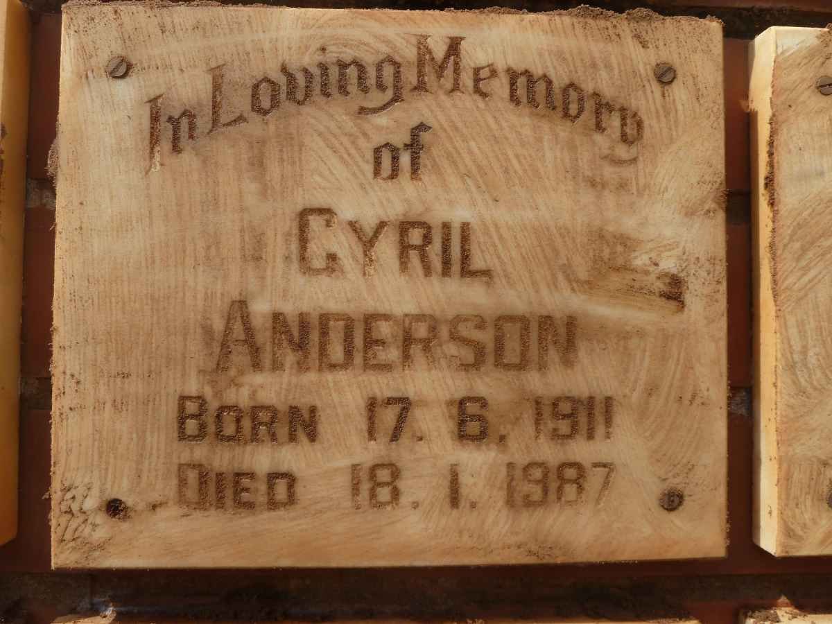 ANDERSON Cyril 1911-1987