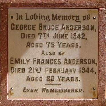 ANDERSON George Bruce 1867-1942 &amp; Emily Frances 1864-1944