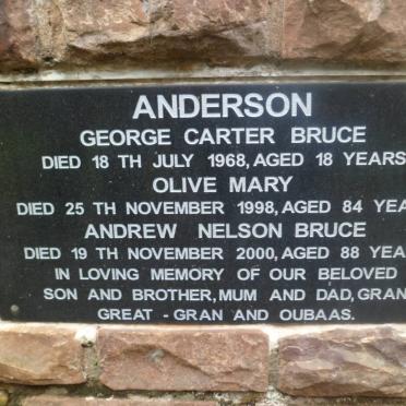 ANDERSON Andrew Nelson Bruce -2000 &amp; Olive Mary -1998 :: ANDERSON George Carter Bruce -1968
