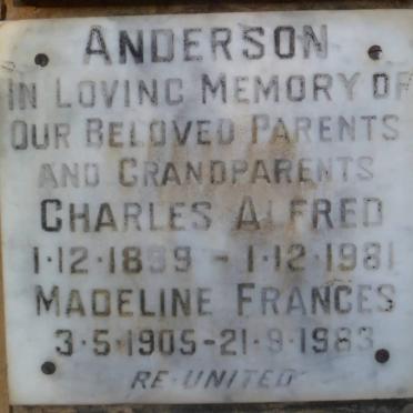 ANDERSON Charles Alfred 1899-1981 &amp; Madeline Frances 1905-1983