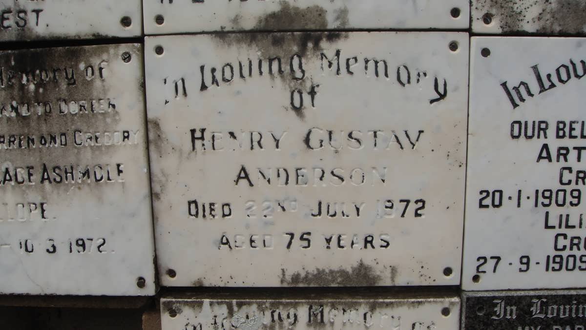 ANDERSON Henry Gustav -1972