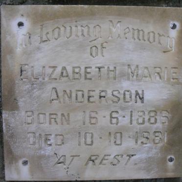 ANDERSON Elizabeth Marie 1886-1981