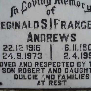 ANDREWS Reginald S. 1916-1973 &amp; Frances H. 1909-1990