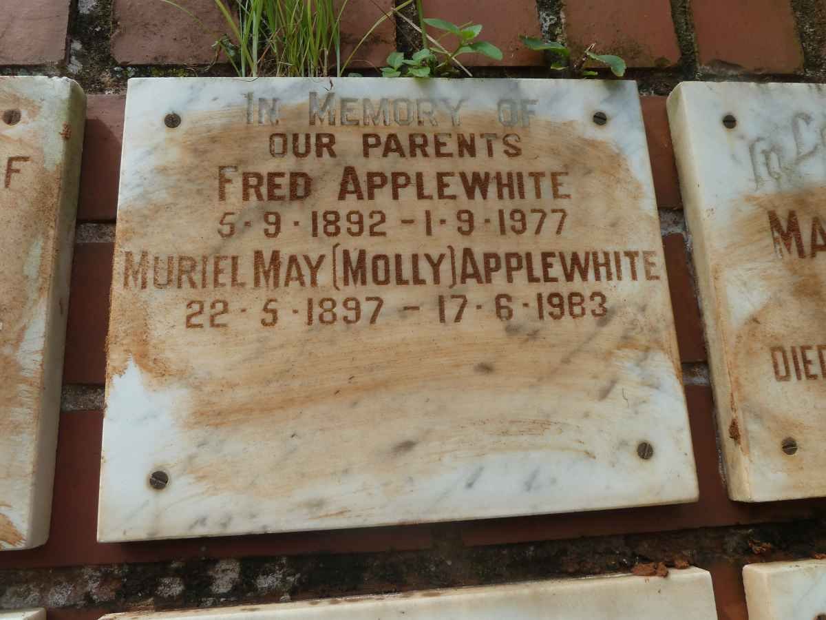APPLEWHITE Fred 1892-1977 &amp; Muriel May 1897-1983