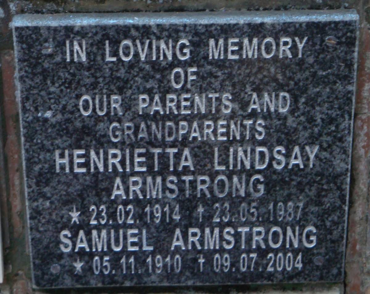 ARMSTRONG Samuel 1910-2004 &amp; Henrietta Lindsay 1914-1987