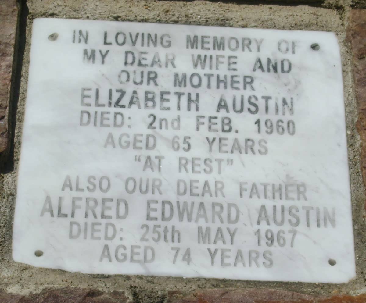 AUSTIN Alfred Edward -1967 &amp; Elizabeth -1960