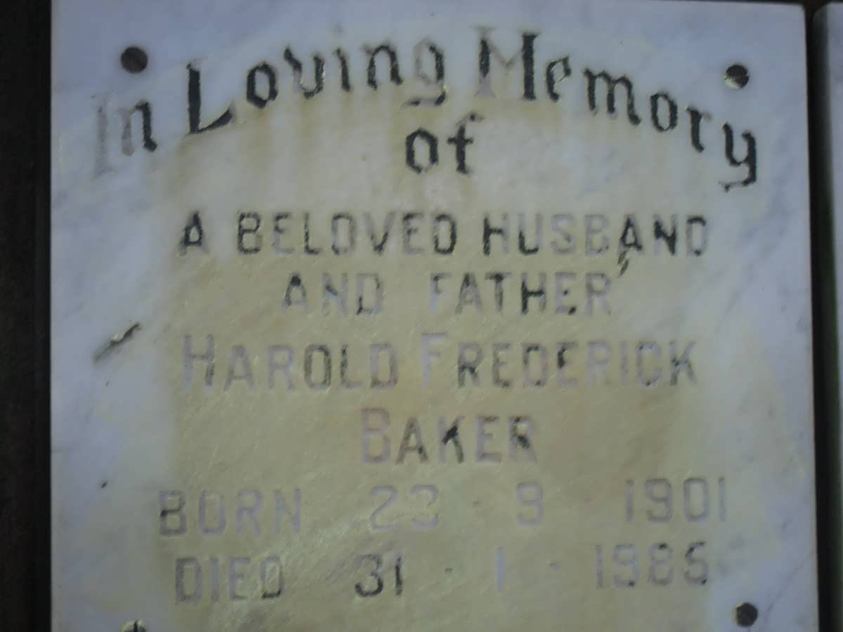 BAKER Harold Frederick 1901-1985