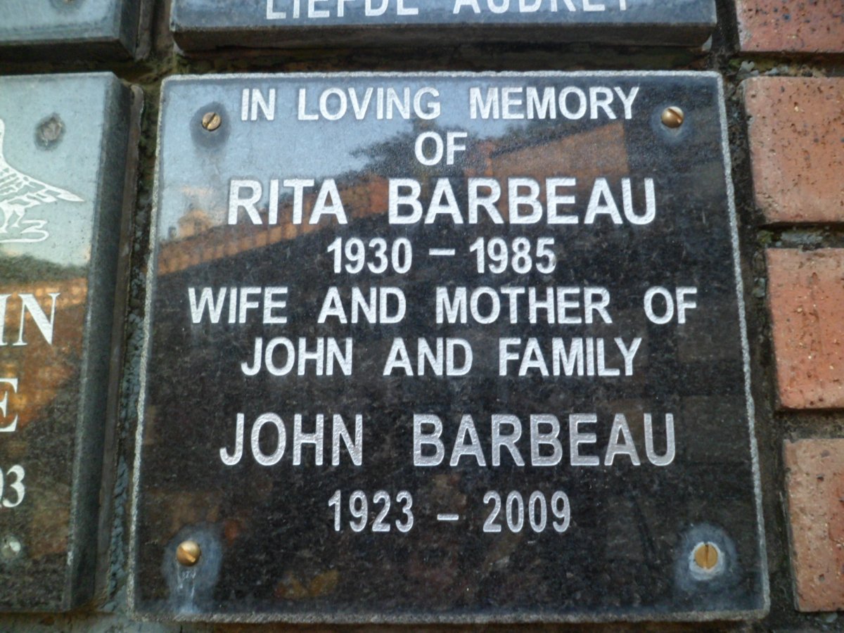 BARBEAU John 1923-2009 &amp; Rita 1930-1985