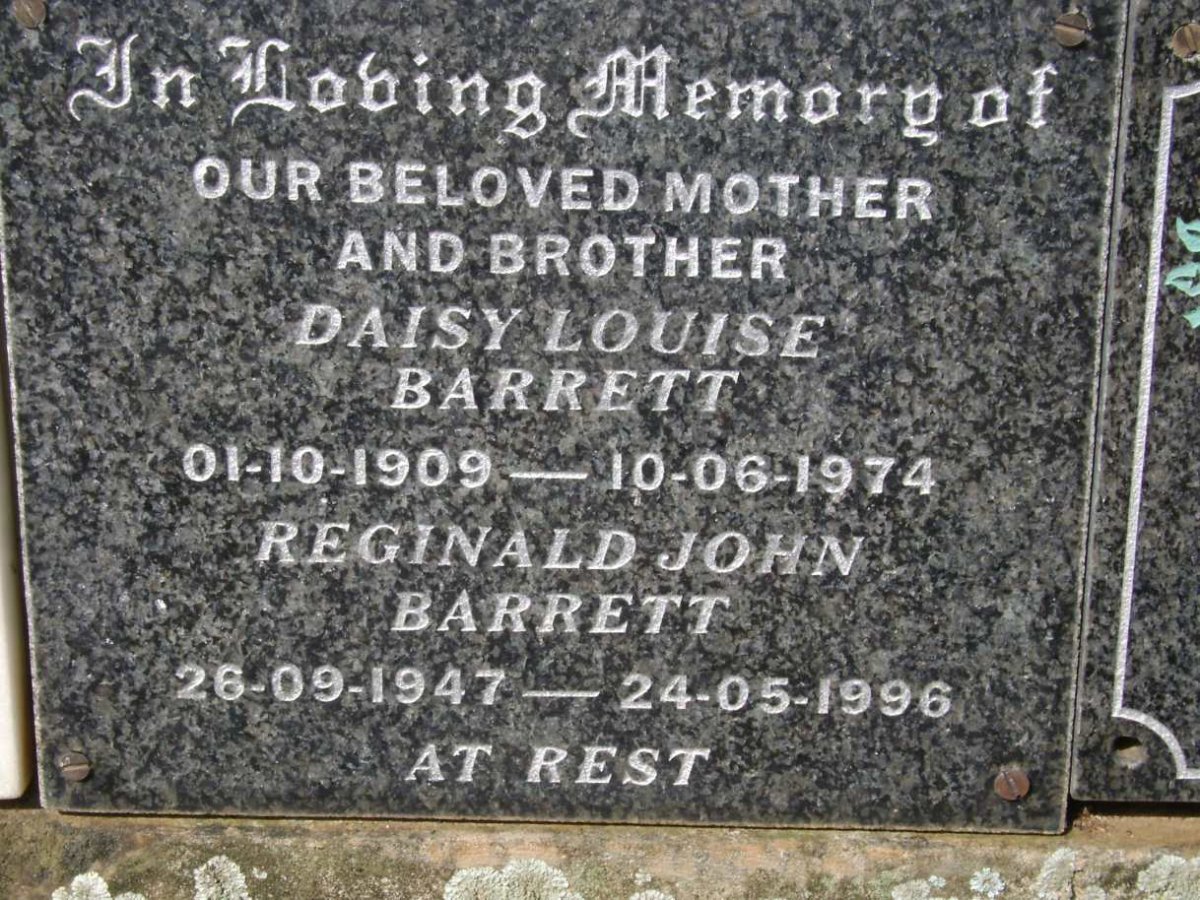 BARRETT Daisy Louise 1909-1974 :: BARRETT Reginald John 1947-1996