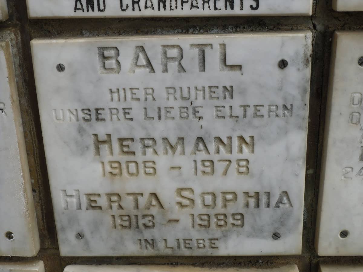 BARTL Hermann 1906-1978 &amp; Herta Sophia 1913-1989