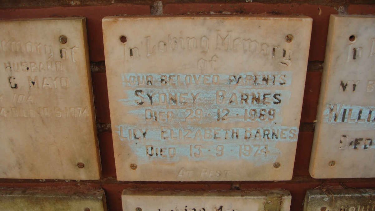 BARNES Sydney -1969 &amp; Lily Elizabeth -1974