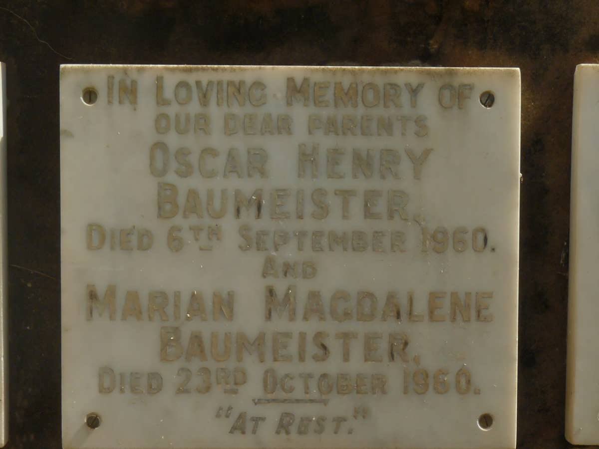 BAUMEISTER Oscar Henry -1960 &amp; Marian Magdalene -1960