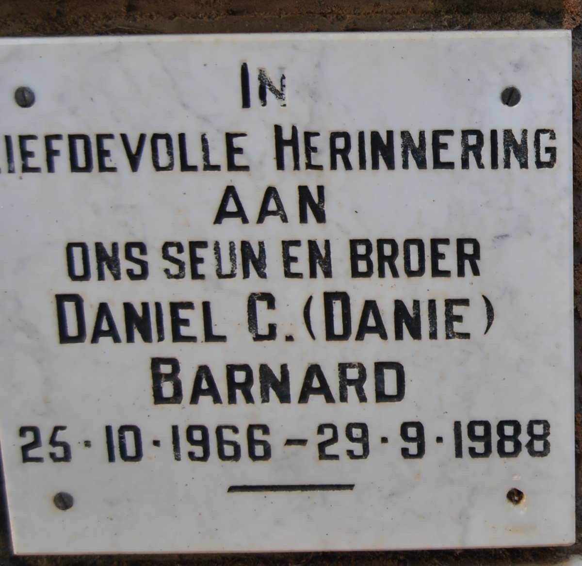 BARNARD Daniel C. 1966-1988