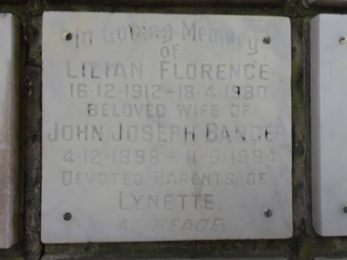 BANGER John Joseph 1898-1984 &amp; Lilian Florence 1912-1980