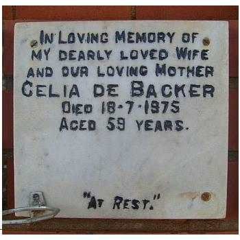 BACKER Celia, de  -1975