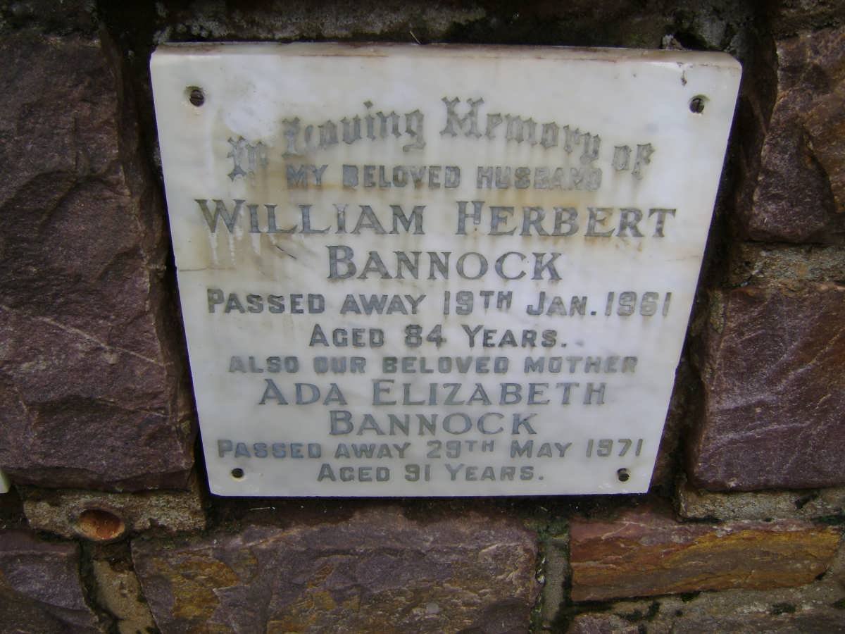 BANNOCK William Herbert -1961 &amp; Ada Elizabeth -1971