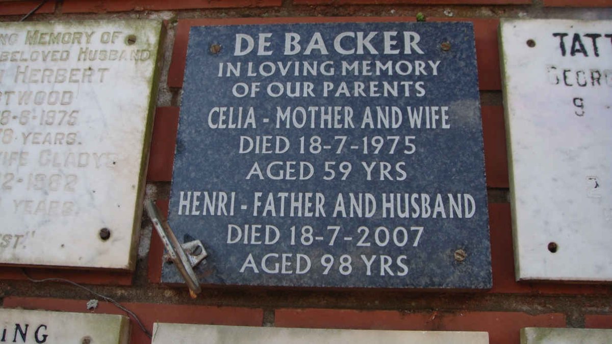 BACKER Henri, de -2007 &amp; Celia -1975
