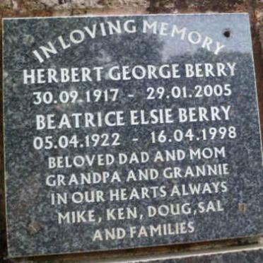 BERRY Herbert George 1917-2005 &amp; Beatrice Elsie 1922-1998