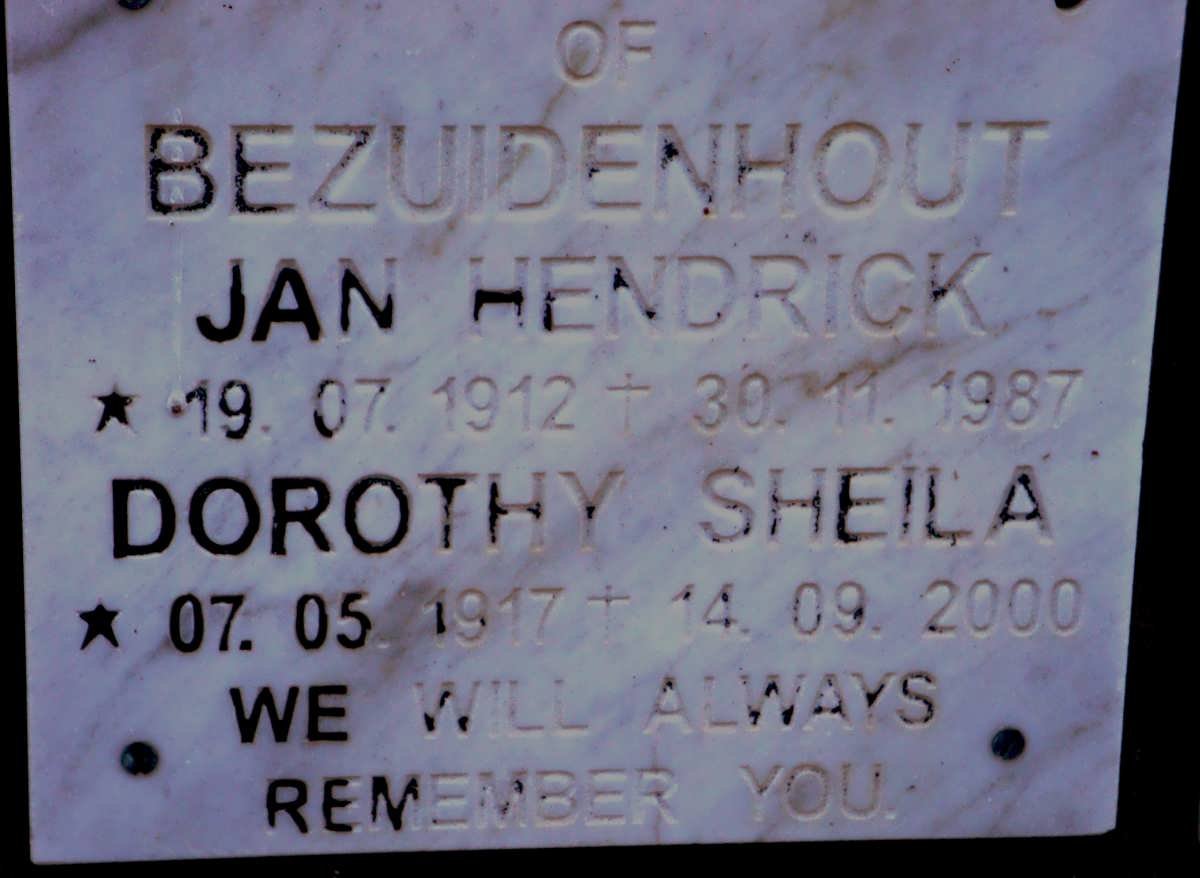 BEZUIDENHOUT Jan Hendrick 1912-1987 &amp; Dorothy Sheila 1917-2000