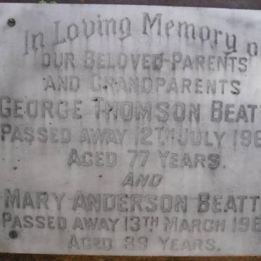 BEATTIE George Thomson -1968 &amp; Mary Anderson -1984