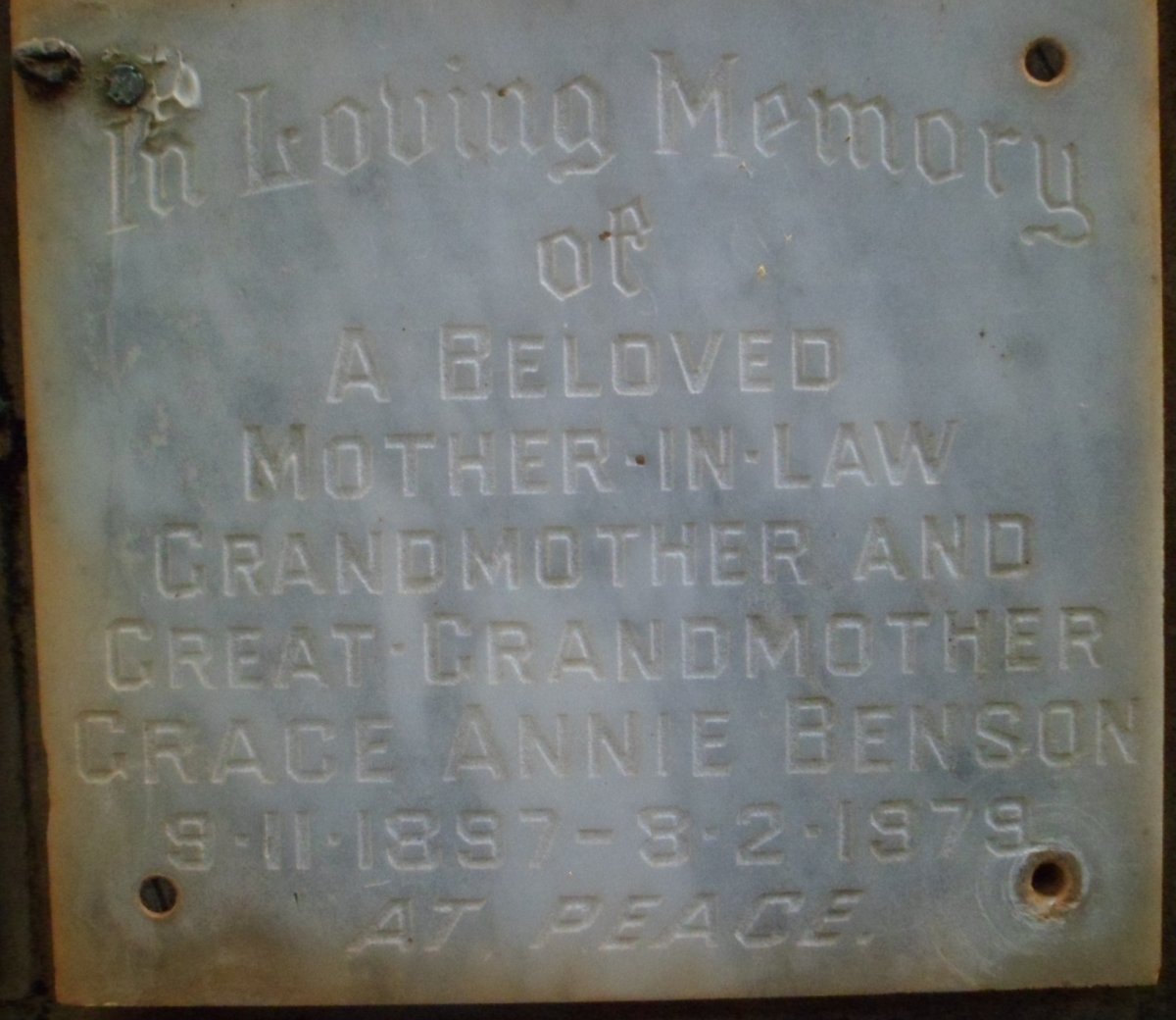 BENSON Grace Annie 1897-1979