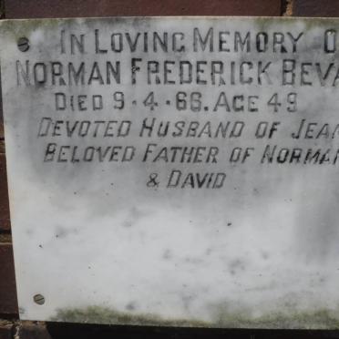 BEVAN Norman Frederick -1966