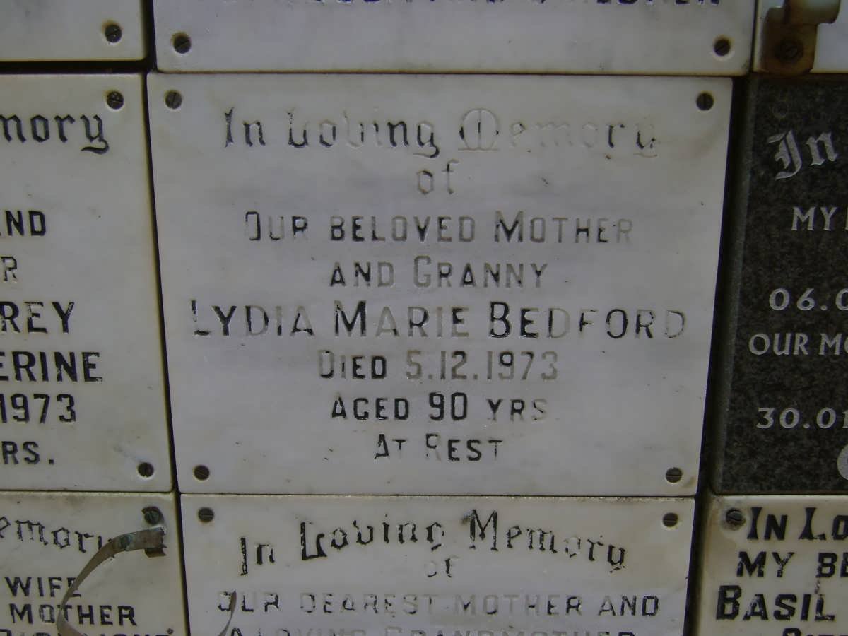 BEDFORD Lydia Marie -1973
