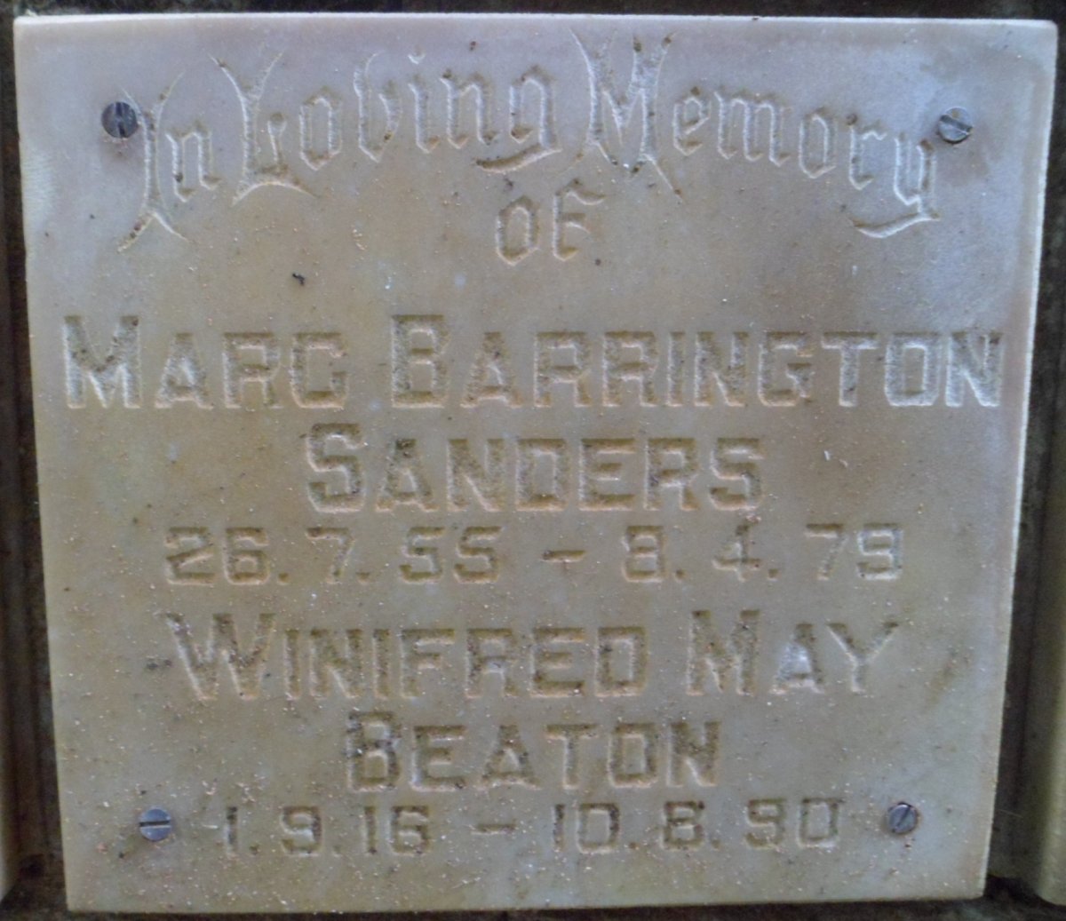 BEATON Winifred May 1916-1990 :: SANDERS Marc Barrington 1955-1979