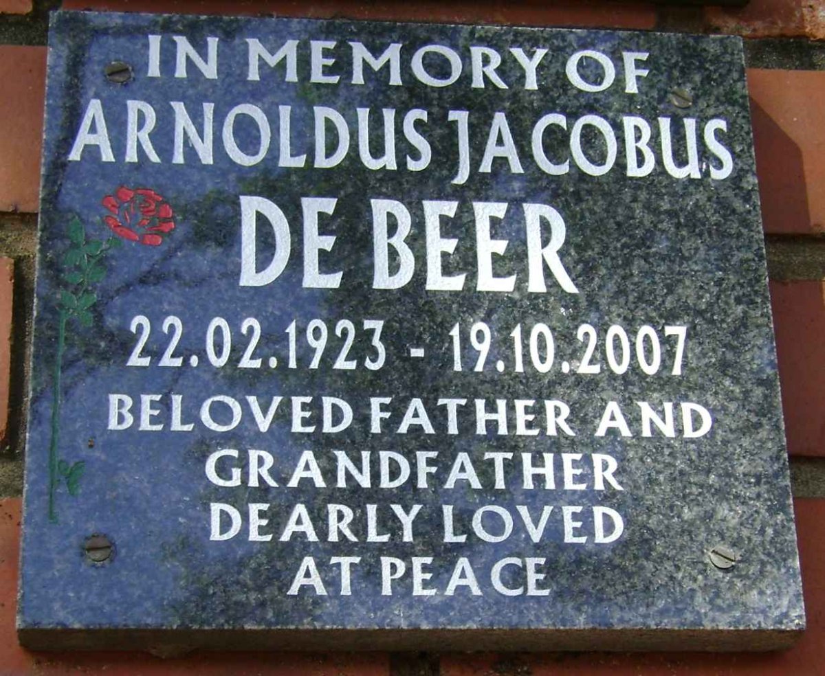 BEER Arnoldus Jacobus, de 1923-2007
