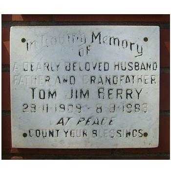 BERRY Tom Jim 1909-1983 &amp; Rachel Elizabeth 1918-1989