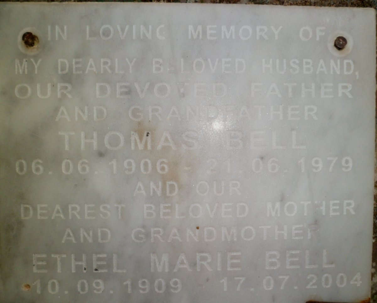 BELL Thomas 1906-1979 &amp; Ethel Marie 1909-2004