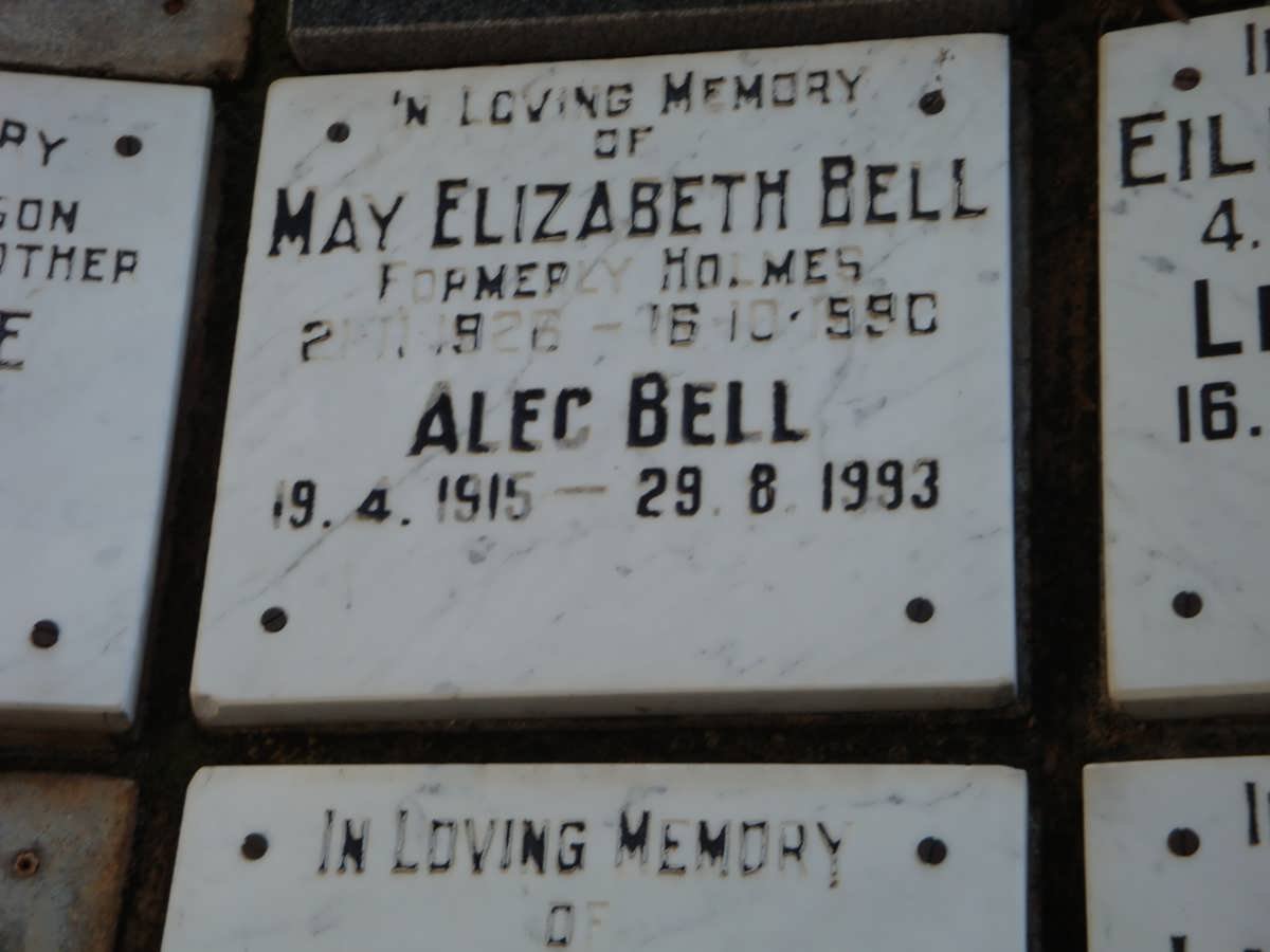 BELL Alec 1915-1993 &amp; May Elizabeth HOLMES 1926-1990
