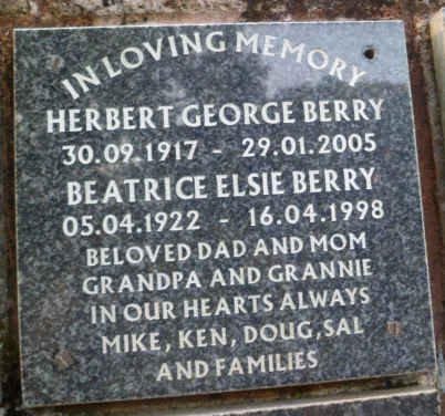 BERRY Herbert George 1917-2005 &amp; Beatrice Elsie 1922-1998
