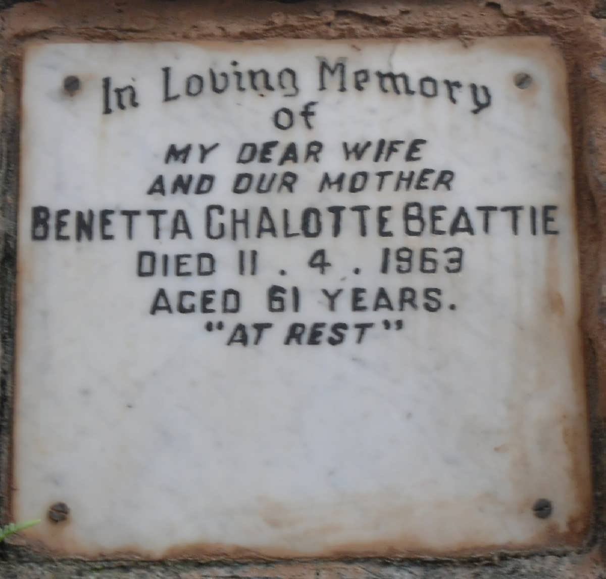 BEATTIE Benetta Chalotte -1963