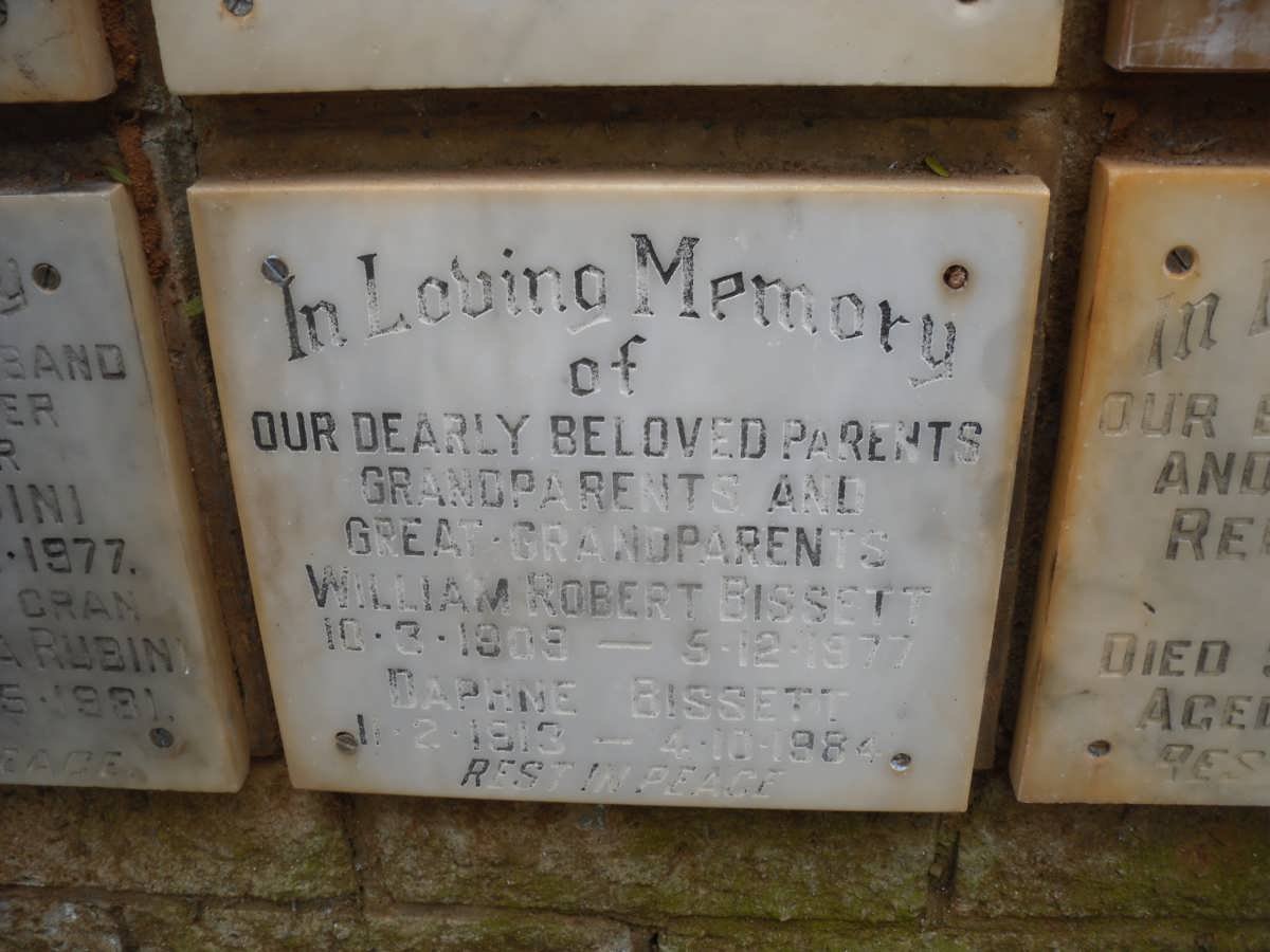 BISSETT William Robert 1908-1977 &amp; Daphne 1913-1984
