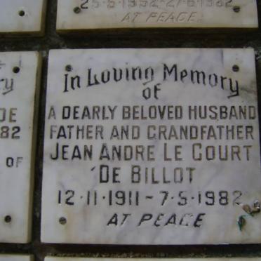 BILLOT Jean Andre Le Court, de 1911-1982