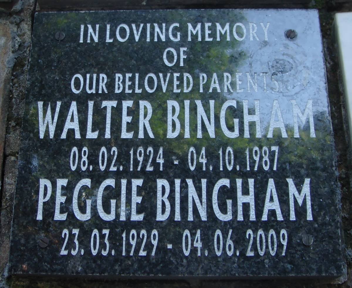 BINGHAM Walter 1924-1987 &amp; Peggie 1929-2009