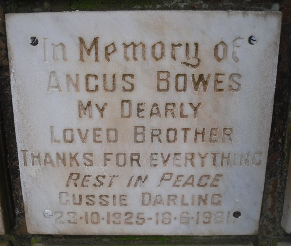 BOWES Angus 1925-1981