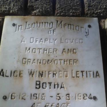 BOTHA Alice Winifred Letitia 1915-1984