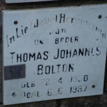 BOLTON Thomas Johannes 1930-1987