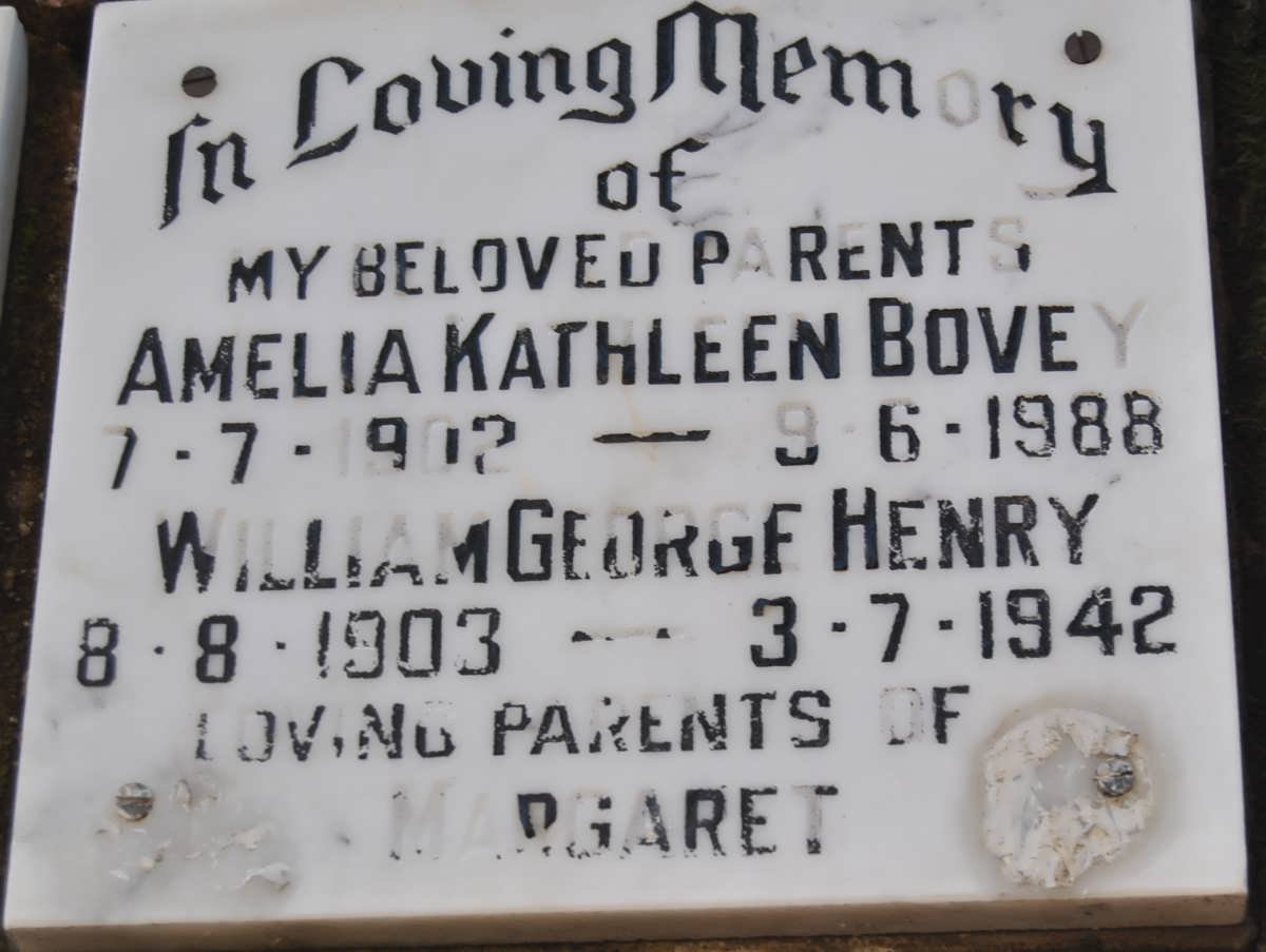 BOVEY William George Henry 1903-1942 &amp; Amelia Kathleen 1902-1988
