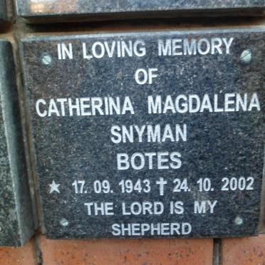 BOTES Catherina Magdalena Snyman 1943-2002